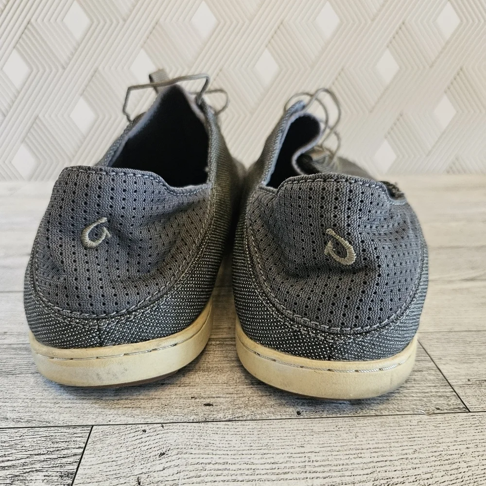 Olukai Nohea Moku Mens Size 12 Charcoal/Clay Textile Slip On Boat Shoes